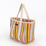 Large Recycled Plastic Shopper in Yellow, Red and White Stripe