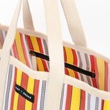 Large Recycled Plastic Shopper in Yellow, Red and White Stripe