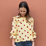 Strawberry Print Cotton Luna Blouse