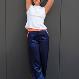Navy Silk Trousers