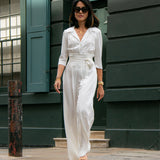Jumpsuit in ivory soft crepe