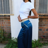 Teal Silk Trousers