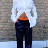 Navy Silk Trousers
