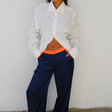 Navy Silk Trousers
