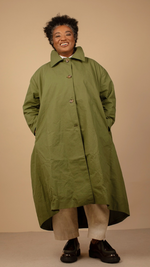 Waxed Cotton Asymmetric Raincoat by Lora Gene