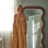 Lyra Gold Jacquard Dress