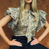 Mia Frill Blouse in Meadow Print