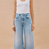 Light Wash Cropped Wide Leg Jeans