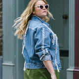 Upcycled Denim Thread Jacket Blue Denim