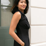 Jumpsuit in black soft crepe sleeveless