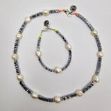 Chunky Silver Pearl & Hematite Bracelet
