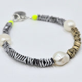 Chunky Gold and Silver Hematite & Pearl Spacer Bracelet