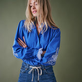 Jewel Trim Cotton Carla Blouse