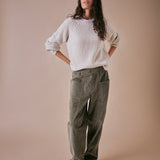 Green Cord Barrel Leg Trouser
