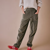 Green Cord Barrel Leg Trouser
