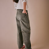 Green Cord Barrel Leg Trouser