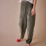 Green Cord Barrel Leg Trouser