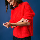 Ribbed Knit Jumper in Red