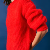Ribbed Knit Jumper in Red