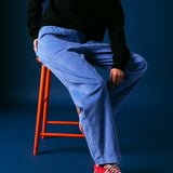 Blue Cord Barrel Leg Trouser