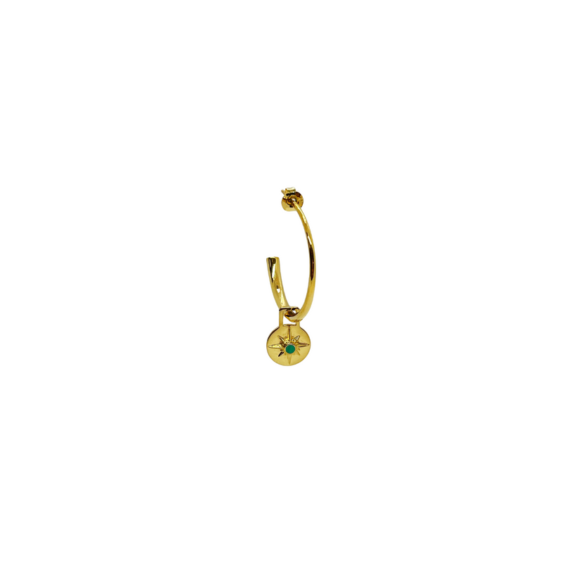 ASTRID CHARM SMALL HOOPS 18ct Gold Plated - Green Malachite