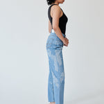 Women's High Waist Blue Jeans | Laser Print | Sustainable | Fanfare