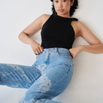 Women's High Waist Blue Jeans | Laser Print | Sustainable | Fanfare