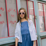 Lela Colourblock Shirt Pastel Green/ Blue Cotton