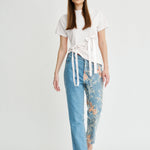 Women's White T-Shirt With Bows | Blossom Bow Top | Fanfare