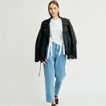 Women's High Waisted Plain Blue Jeans | Sustainable & Recycled | Fanfare