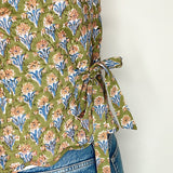 Kiki Cotton Quilted Waistcoat in Green and Pink