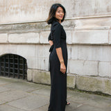 Jumpsuit in black soft crepe