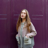Betty Patchwork Cardigan in Heather Pink and Oatmeal