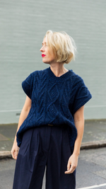 Jimmy Navy Unisex Knitted Cable Vest by Charl Knitwear