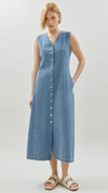 Denim Button Through Midi Dress by Albaray