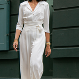 Jumpsuit in ivory soft crepe