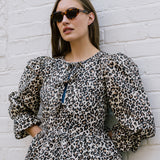 Bethany Tie Front Blouse In Cotton Leopard