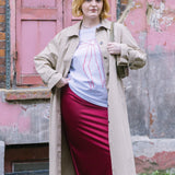 Ridley Burgundy Satin Slip Skirt
