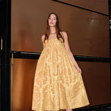 Lyra Gold Jacquard Dress