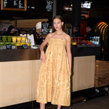 Lyra Gold Jacquard Dress