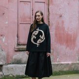 Black Cotton Tina Skirt by Elwin