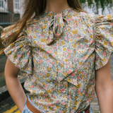 Mia Frill Blouse in Meadow Print
