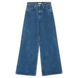 Full Length Wide Leg Jeans with Zip Fly in Indigo