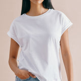 White Roll Back T Shirt