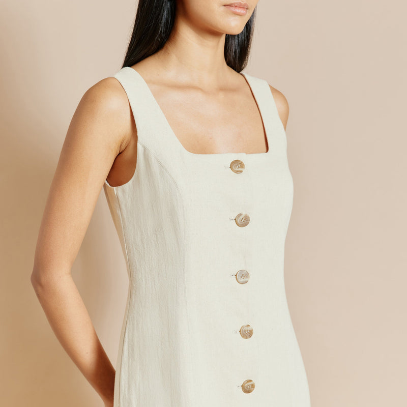 Linen Twill Button Through Dress by Albaray
