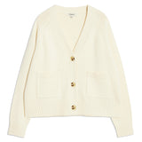 Cream Wool Blend V Neck Cardigan