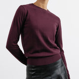 Burgundy Cotton & Cashmere Blend Crew Neck