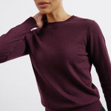 Burgundy Cotton & Cashmere Blend Crew Neck