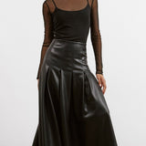 Vegan Leather Midi Skirt