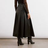 Vegan Leather Midi Skirt